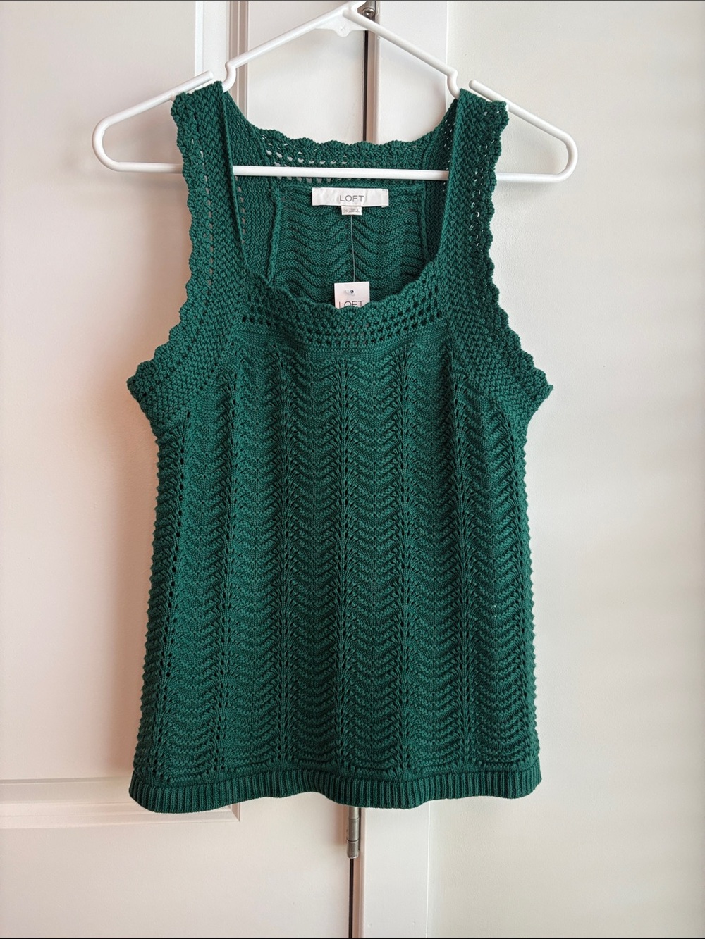 NWT LOFT Emerald Green Crochet Tank Top | Size XS